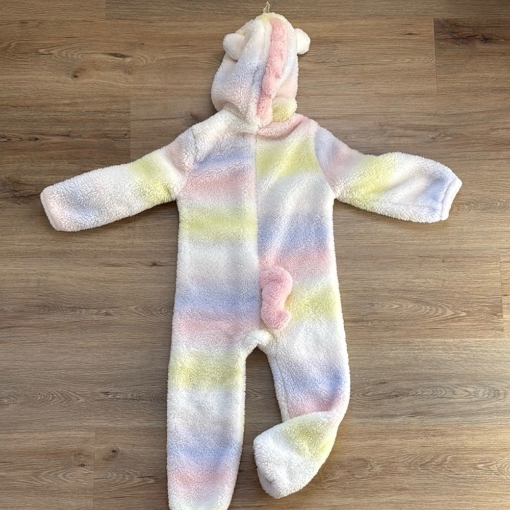Old Navy Unicorn Fleece Hooded Pajama Costume Pastel Rainbow 4T EUC